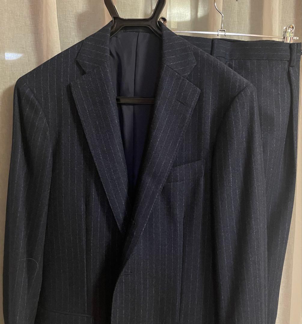 BEAMS スーツ ロロピアーナ モヘア ストライプ ネイビー L 48 紺