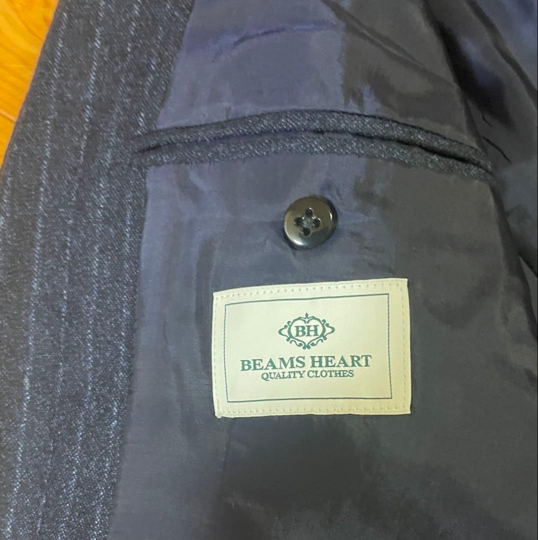 BEAMS スーツ ロロピアーナ モヘア ストライプ ネイビー L 48 紺