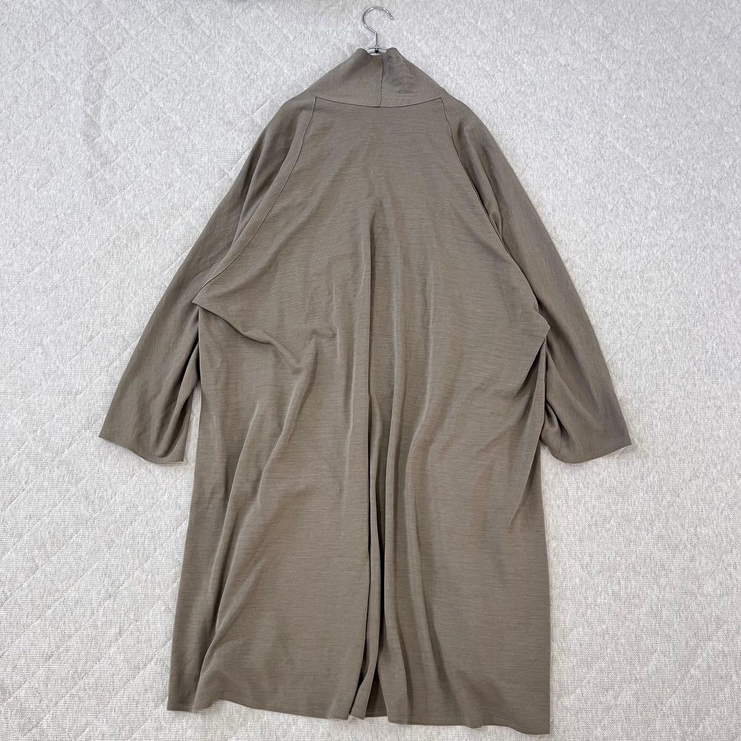 ヨーガンレール【M】ウール　シルク　ロングカーディガン　ドレープ　前あき　大人