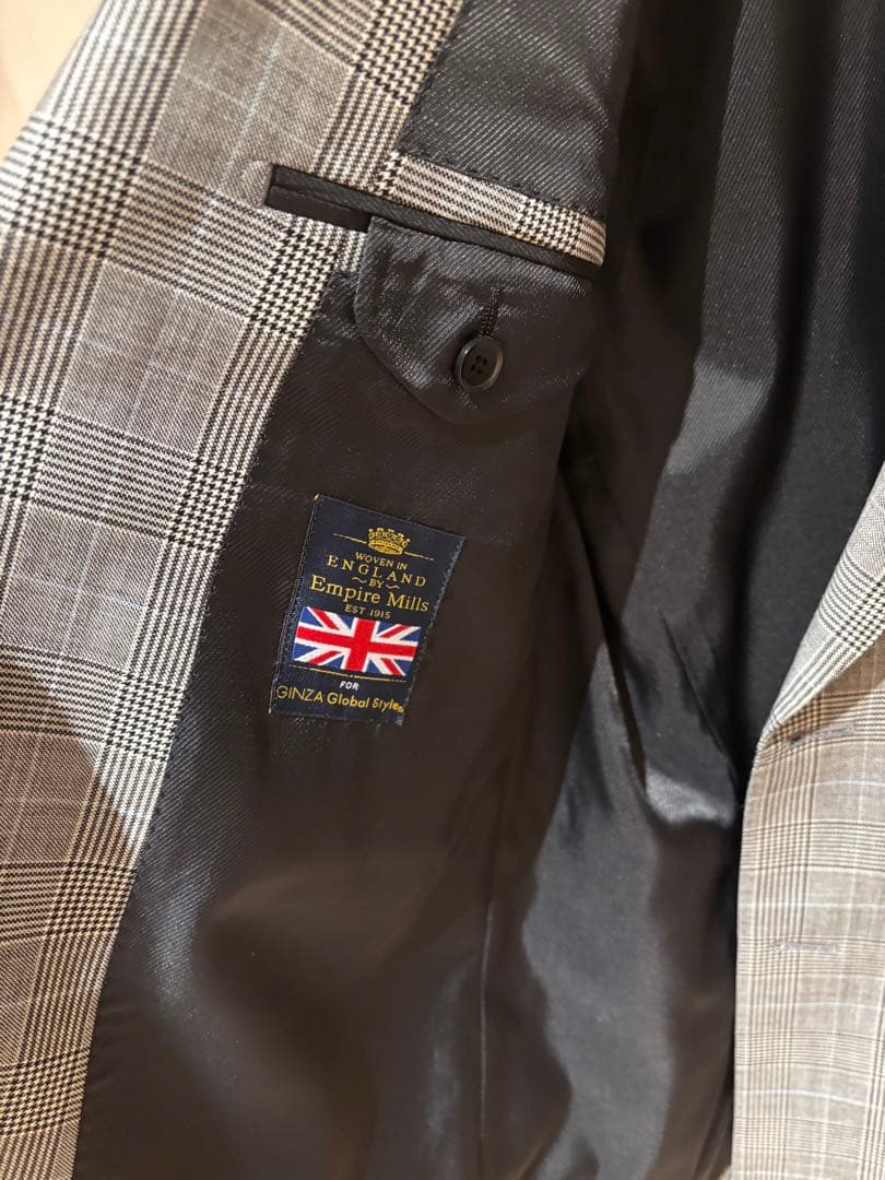 Empire Mills ダブルブレストスーツ グレー系チェック