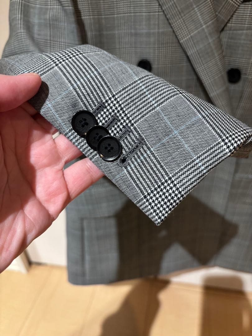 Empire Mills ダブルブレストスーツ グレー系チェック