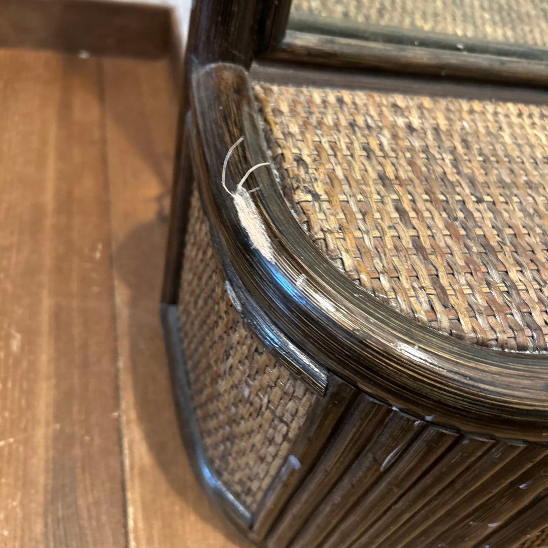 希少　ラタン　ドレッサー　家具　籐　鏡 引き出し収納　古道具　置き型　レトロ