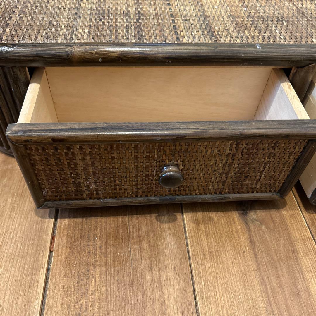 希少　ラタン　ドレッサー　家具　籐　鏡 引き出し収納　古道具　置き型　レトロ