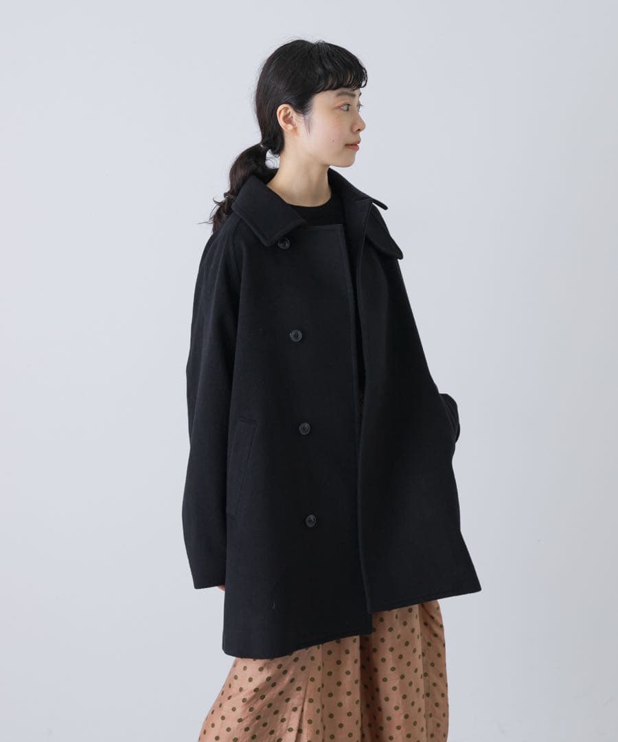 未使用　かぐれ　ウールシングルPコート【25AW 】BLACK