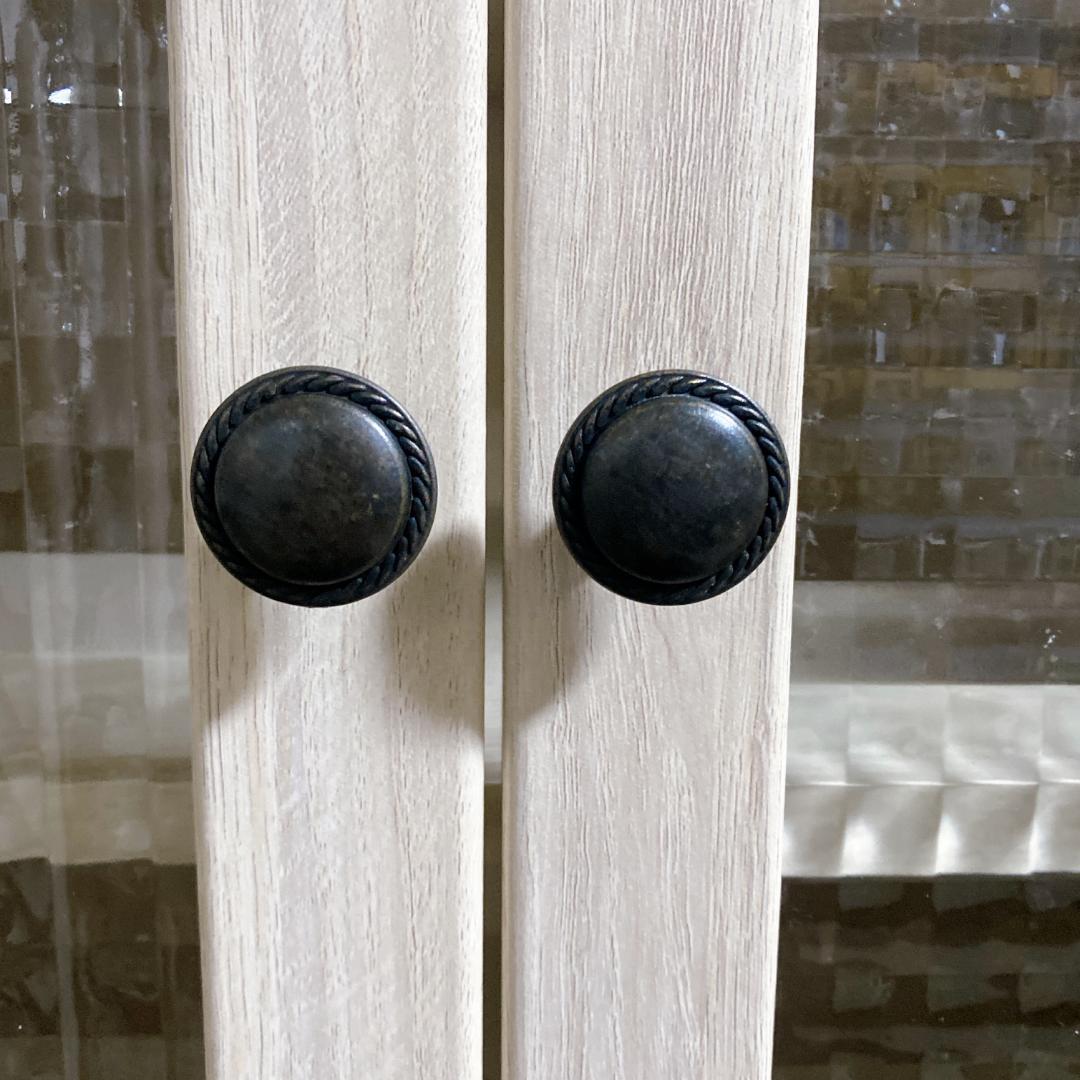 マナベインテリアハーツ キャビネット 食器棚 クロスガラス扉付 高さ120㎝