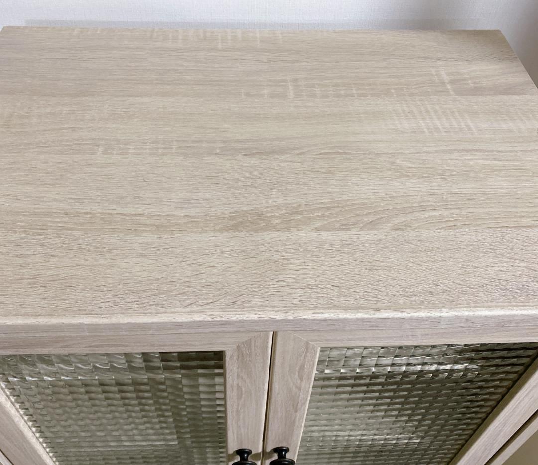 マナベインテリアハーツ キャビネット 食器棚 クロスガラス扉付 高さ120㎝