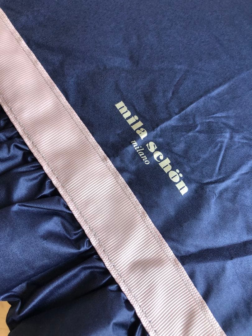 新品　Mila Schon 晴雨兼用傘　折りたたみ日傘　フリル ネイビー✖️ピンク