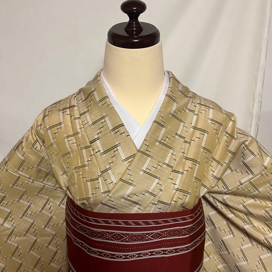 【超絶逸品】⭐️沖縄県伝統工芸品⭐️【琉球絣】⭐️天然染料⭐️総絣⭐️手引真綿⭐️紬⭐️着物