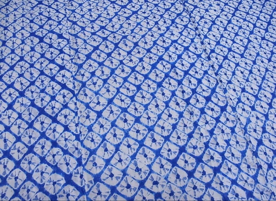 有松鳴海織り 浴衣 青系 鹿子絞り シンプル Sサイズ 小中高生にも