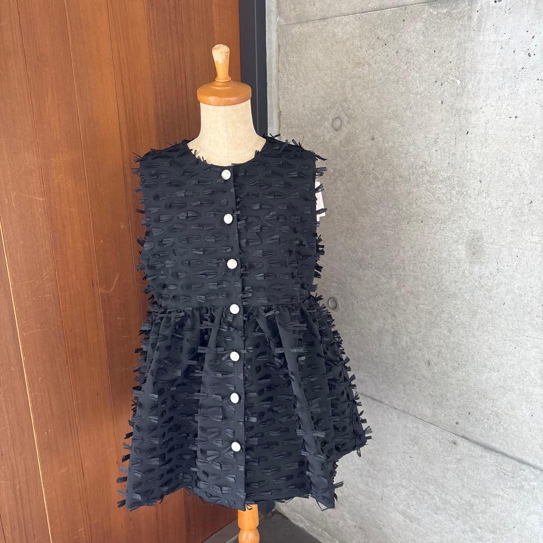 ⚠️ みかん⚠️リボンデザインパールボタンベスト　ブラック　入学式　卒業式