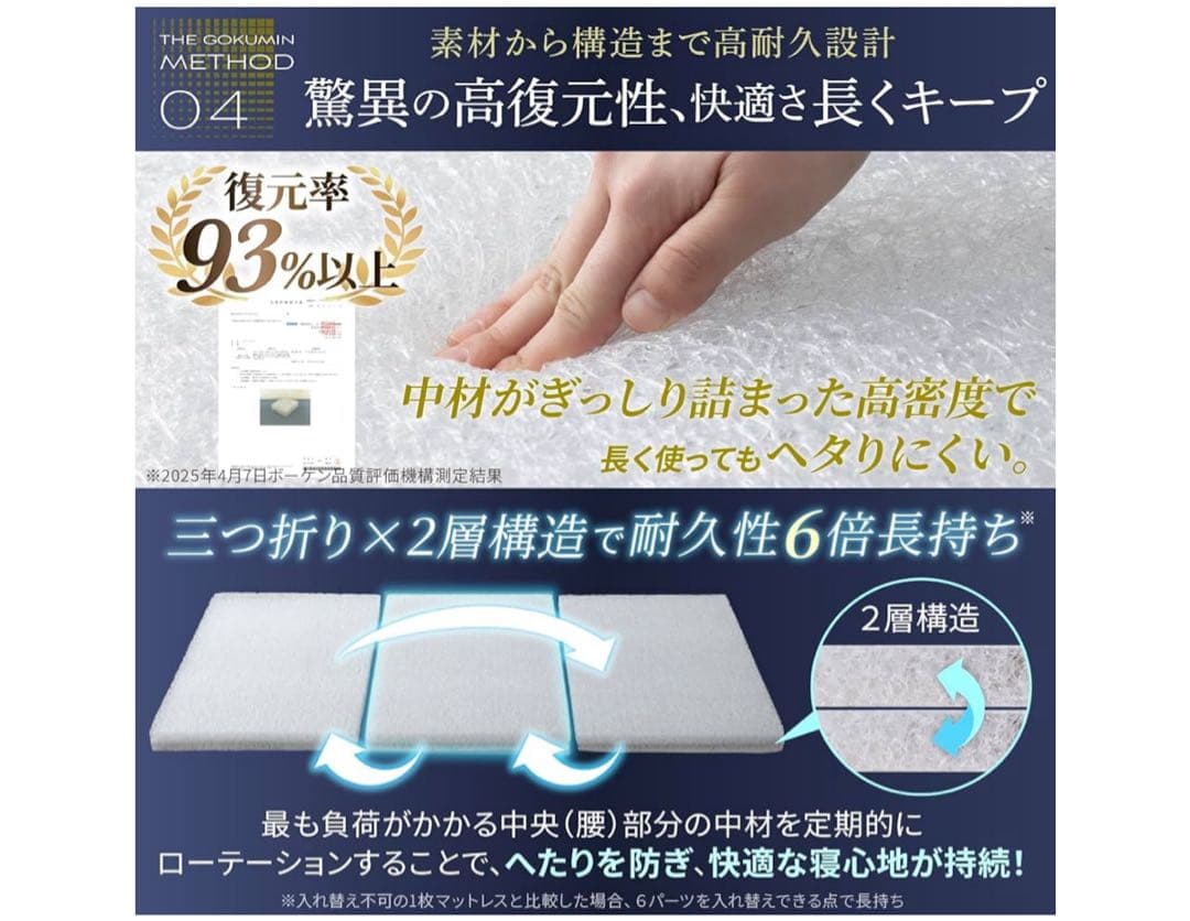 マットレス セミダブル 3つ折り 硬め 腰痛対策