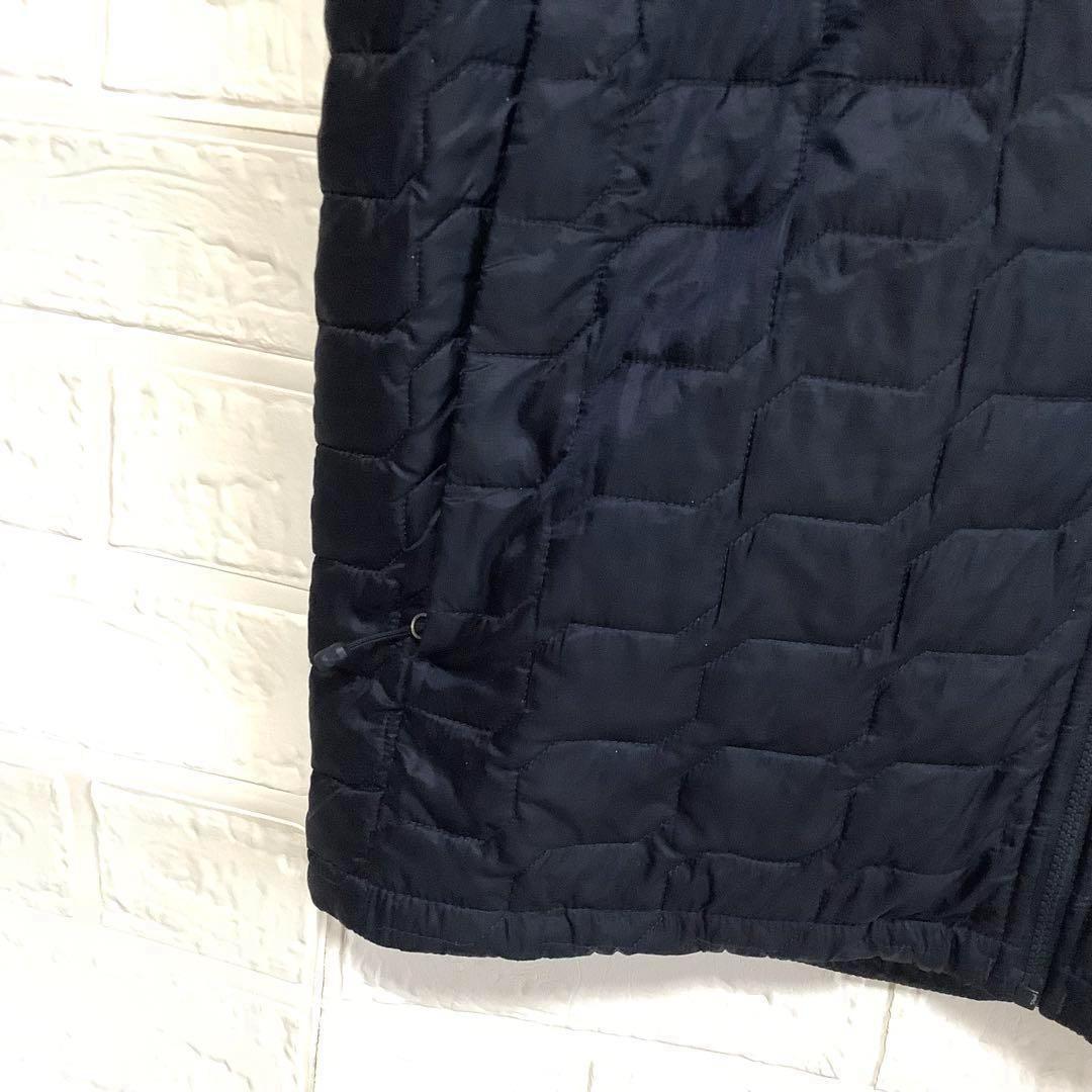 ○美品 ノースフェイス 中綿ベスト THERMOBALL 刺繍ロゴ ネイビー L