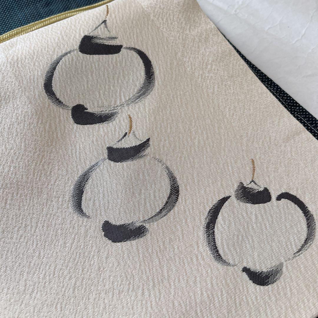 名古屋帯　提灯柄　ちょうちん柄　エクリュ色