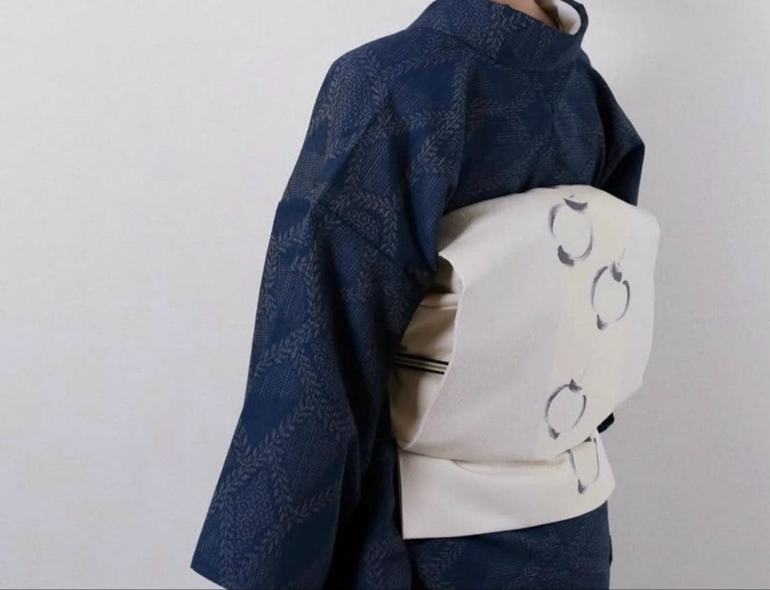 名古屋帯　提灯柄　ちょうちん柄　エクリュ色