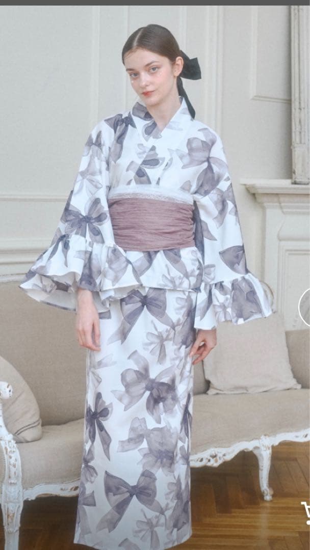 Lovilyn ラヴィリン セパレート浴衣(帯セット) リボン柄 浴衣・帯セット