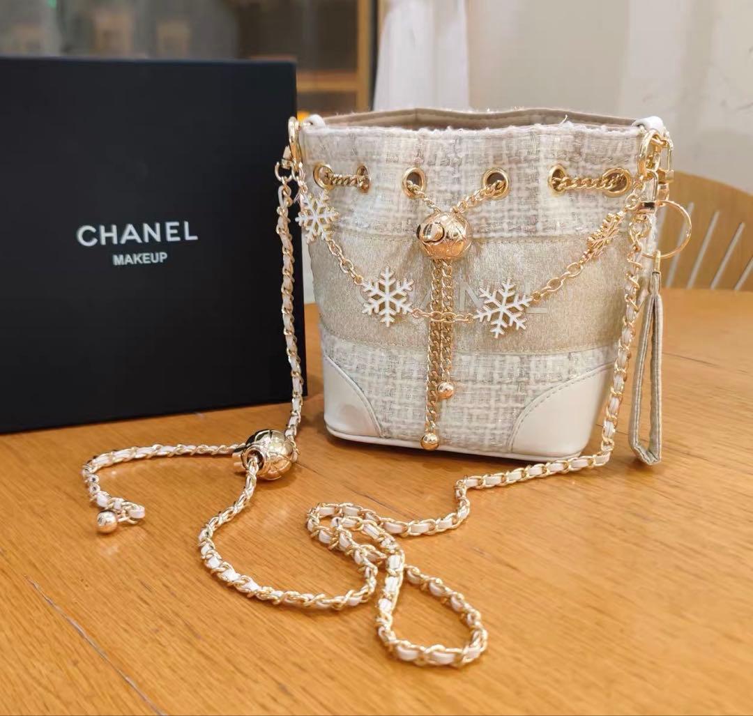 希少　レア　非売品 CHANEL ノベルティ ネイビー ツイード バケットバッグ