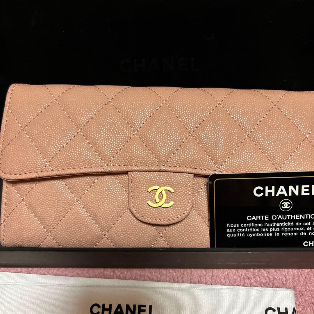 CHANEL キャビアスキン ピンク 長財布
