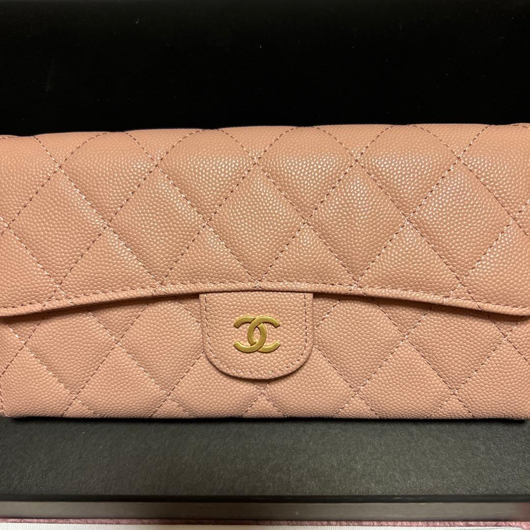 CHANEL キャビアスキン ピンク 長財布