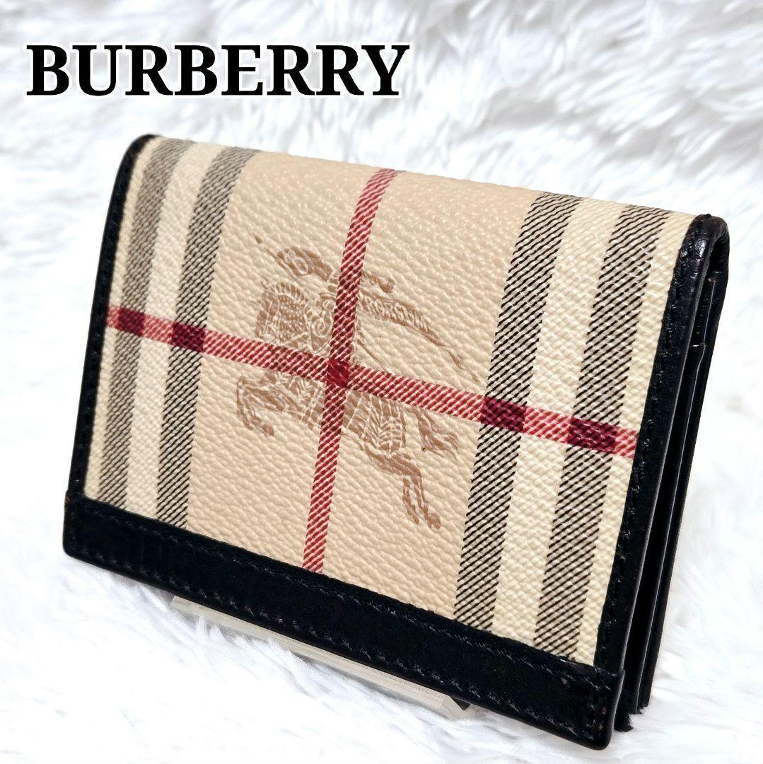 希少 ホースロゴ BURBERRY 名刺入れ カードケース ノバチェック レザー