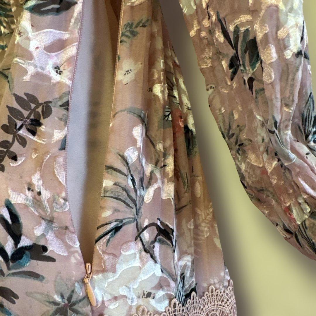 ケイトスペード　花柄シルク長袖ワンピース