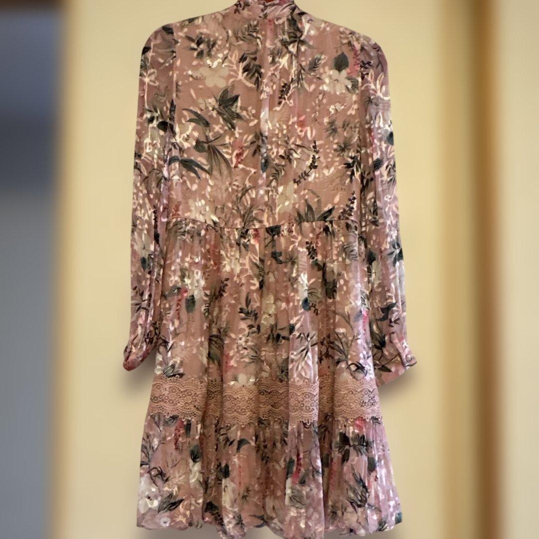 ケイトスペード　花柄シルク長袖ワンピース