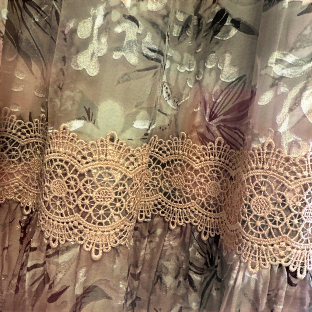 ケイトスペード　花柄シルク長袖ワンピース