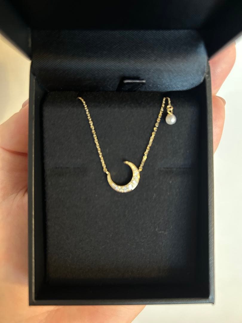 LKサロン 月ミニネックレス YG 18K 天然ダイヤ