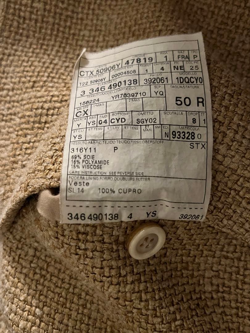 イヴ・サンローラン・リヴゴーシュ　トムフォード期　シルク混 ジャケット 50R