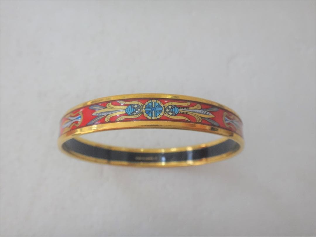 ★美品 HERMES エルメス エマイユ PM 七宝焼き バングル ゴールド★