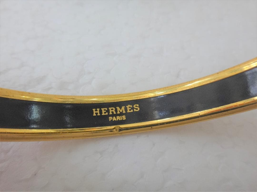 ★美品 HERMES エルメス エマイユ PM 七宝焼き バングル ゴールド★