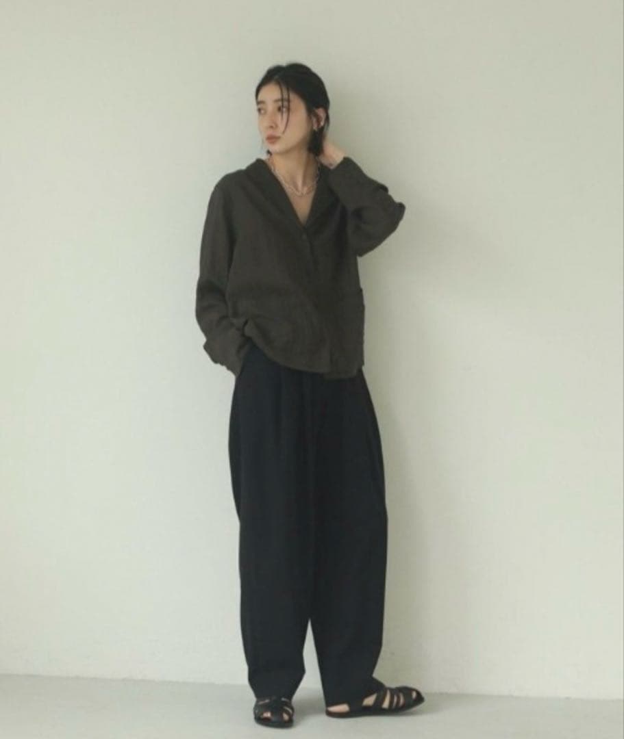 TODAYFUL ハイウエストタックトラウザース