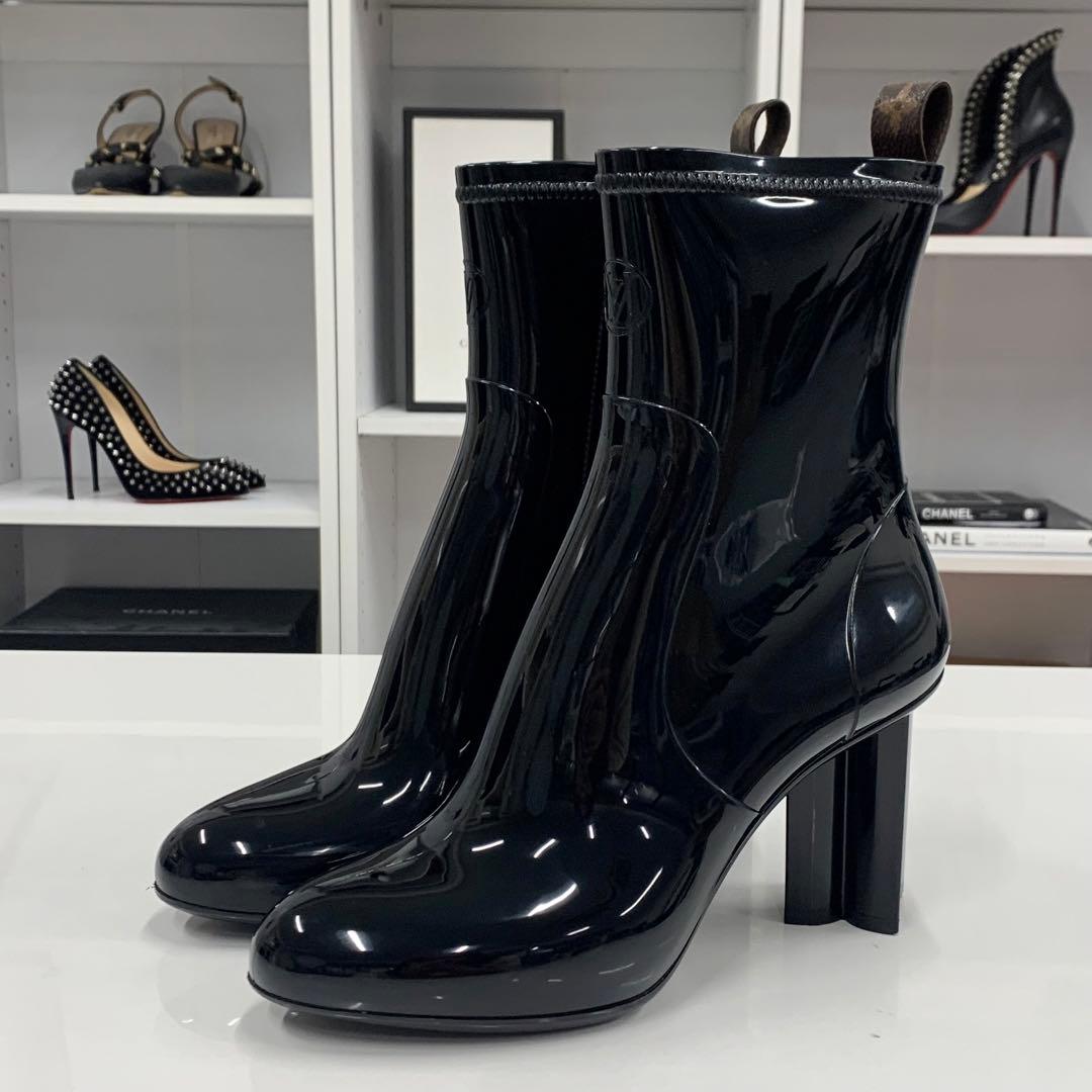 ヴィトン シルエットライン ラバー モノグラム レインブーツ ブラック