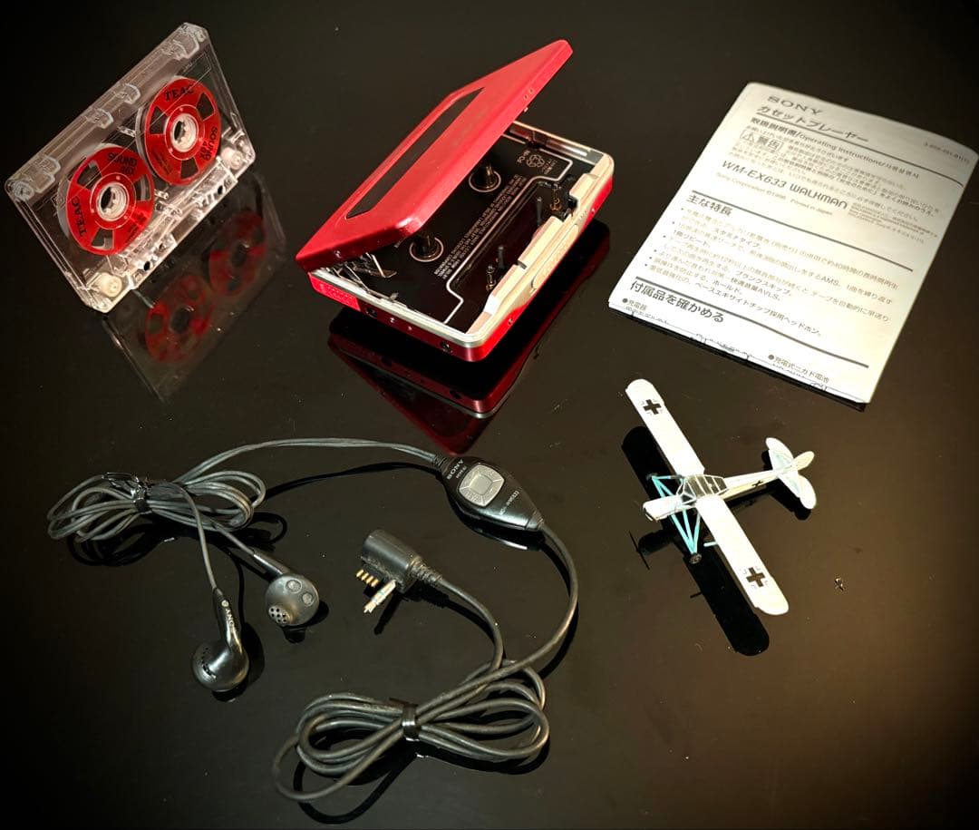 カセットウォークマン SONY WM-EX633 橙色　(整備済み、完動美品)