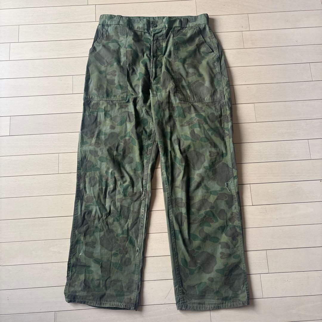 50s60sダックハンターカモ　ベイカーパンツ　usa製 ミリタリー　コの字留