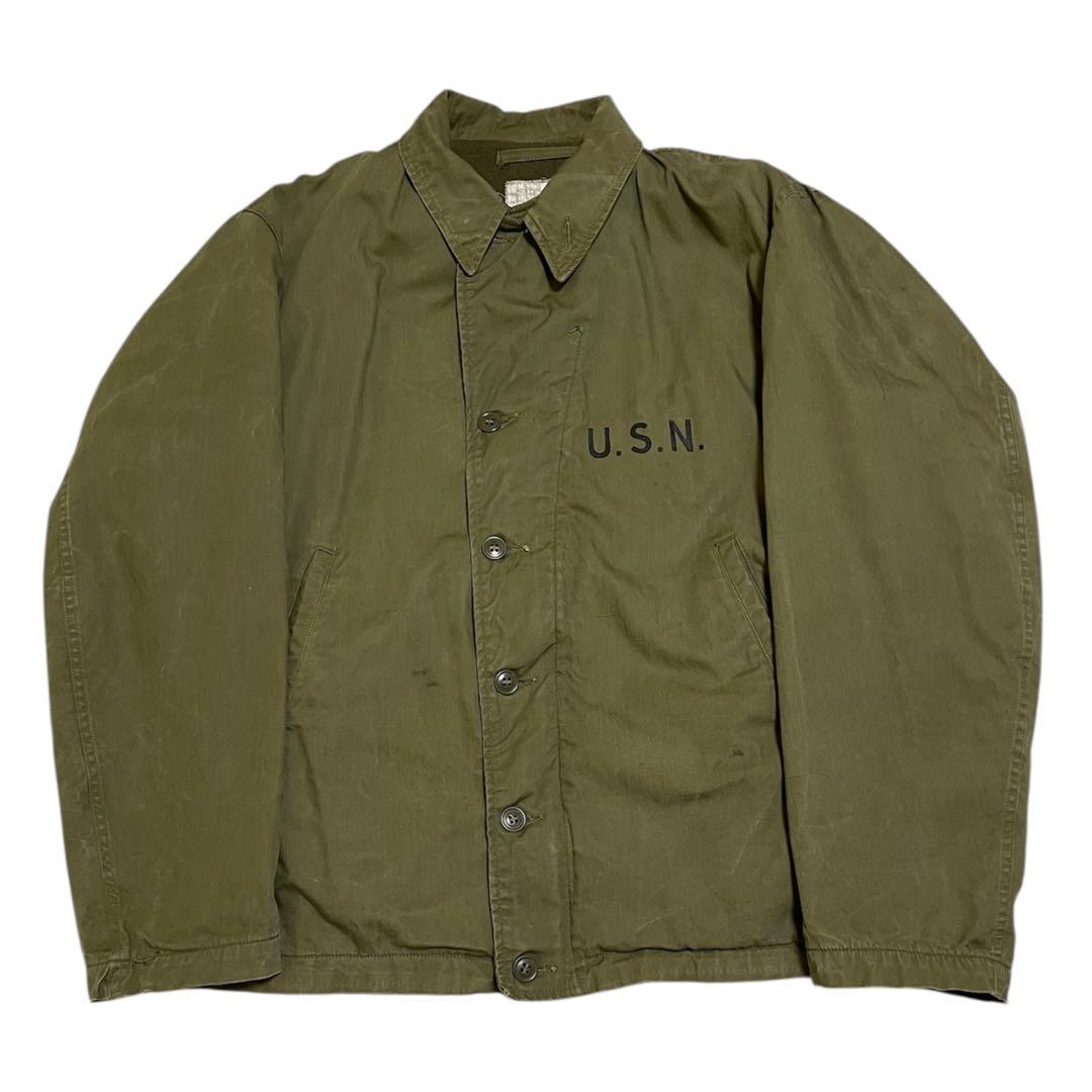 40s US NAVY N-4 デッキジャケット コの字【状態◎】