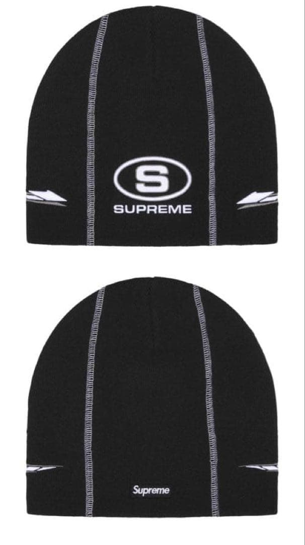 Supreme 黒 ニットビーニー