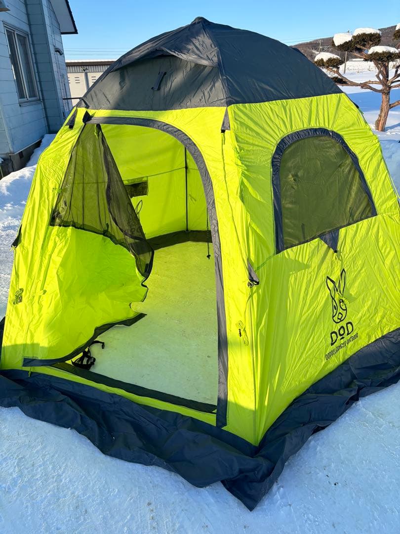 わかさぎ用DOD ドーム型キャンプテント 蛍光グリーン