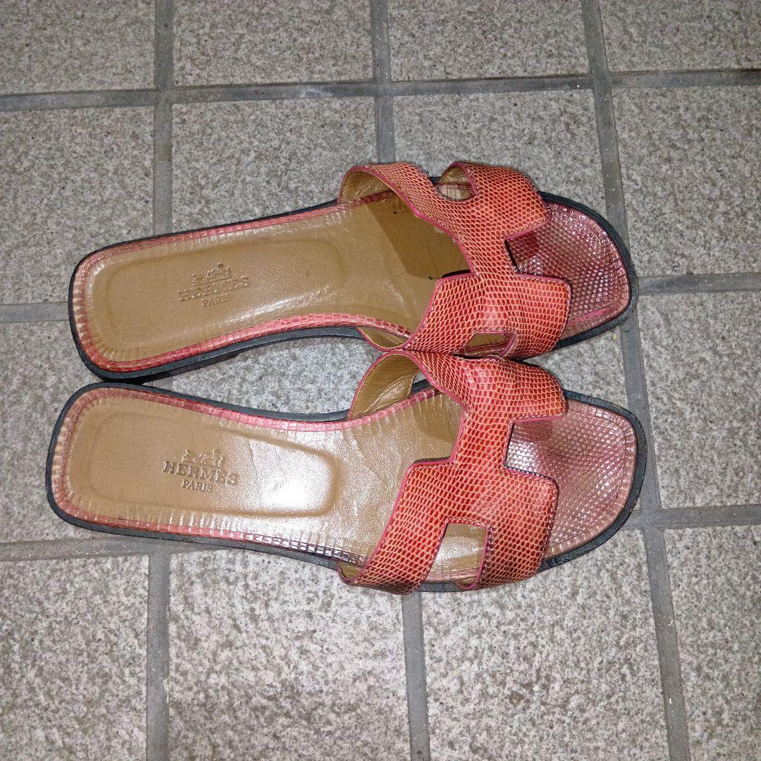 HERMES　エルメス　オラン　リザード　サンダル