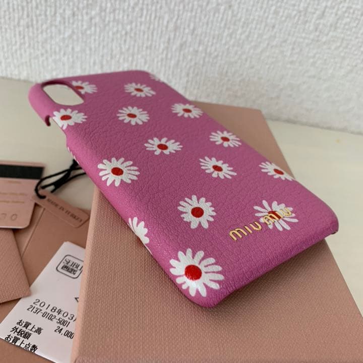 新品 miumiu ミュウミュウ iPhoneX 花柄 スマホケース