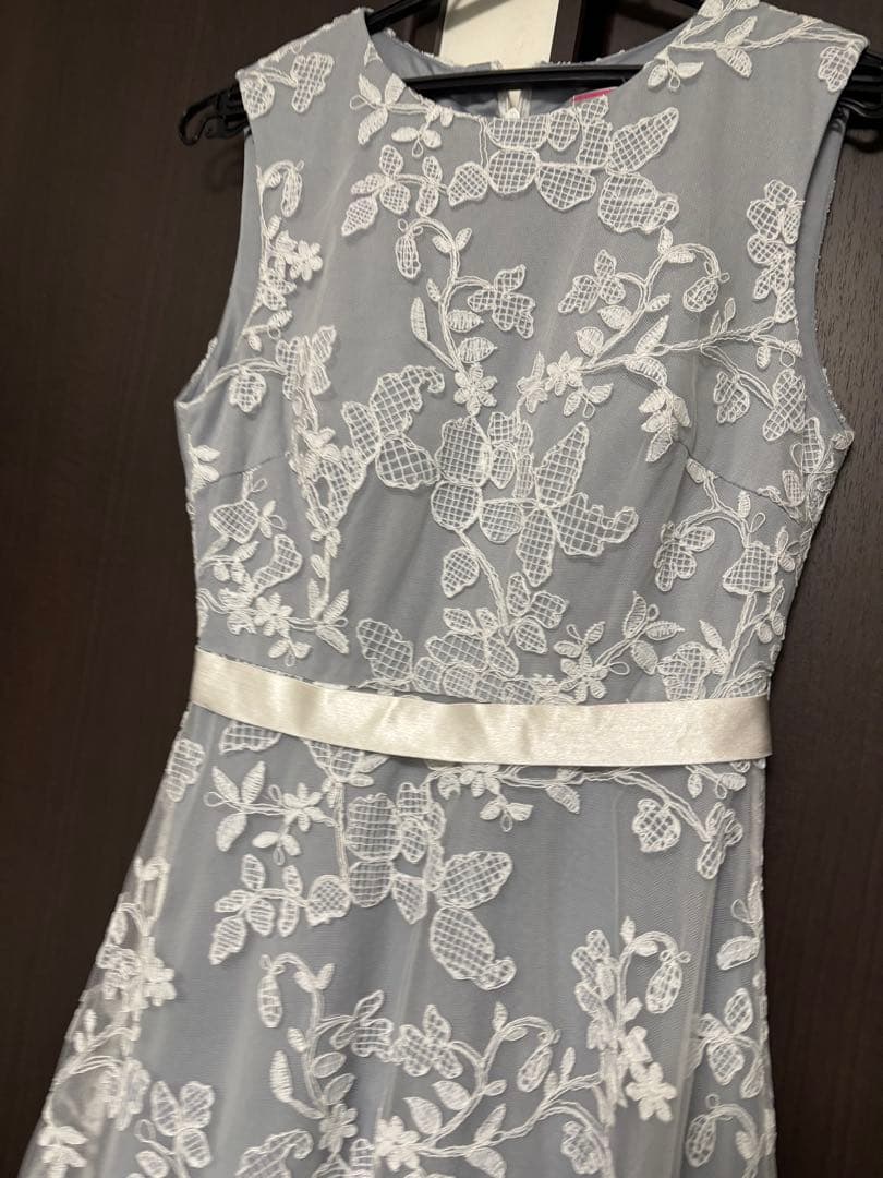 【定価29,700円】銀座クチュール　美品　ロングドレス　水色レース　2/9号