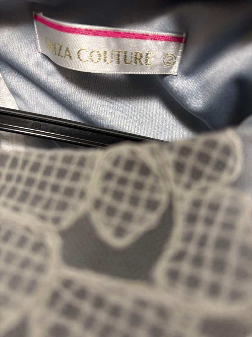 【定価29,700円】銀座クチュール　美品　ロングドレス　水色レース　2/9号