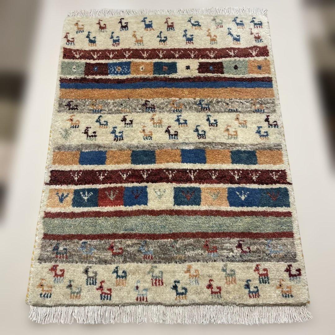 高級ペルシャ絨毯★多色模様ウールラグ★ギャバ