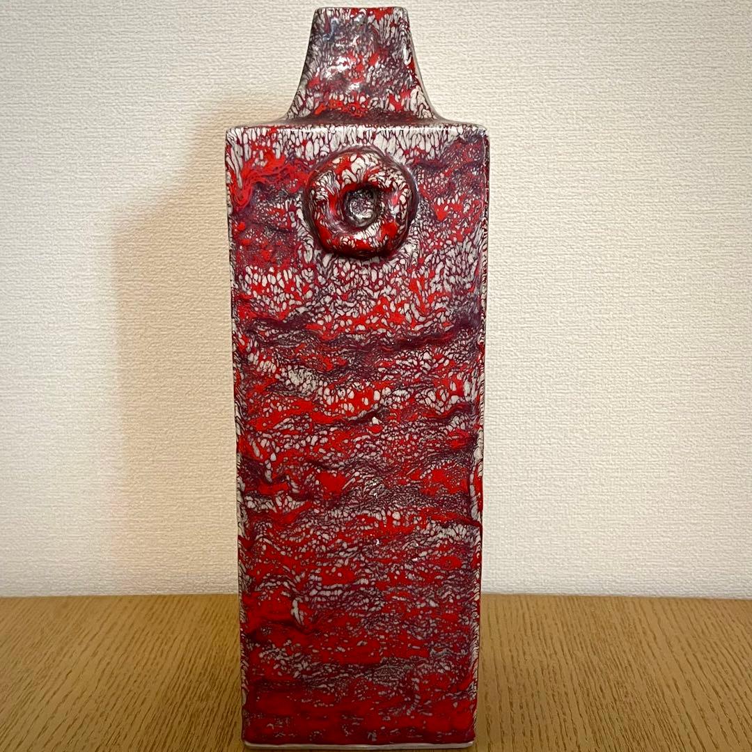 箕面焼 松田箕山 双耳 四方花瓶