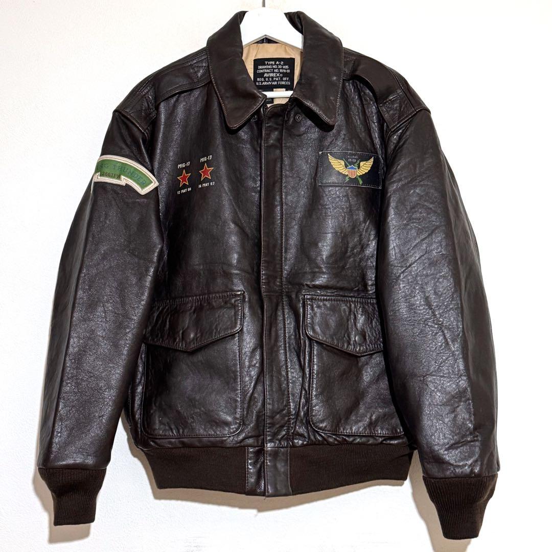 AVIREX A-2 フライトジャケット レザージャケット 茶色 ミリタリー古着