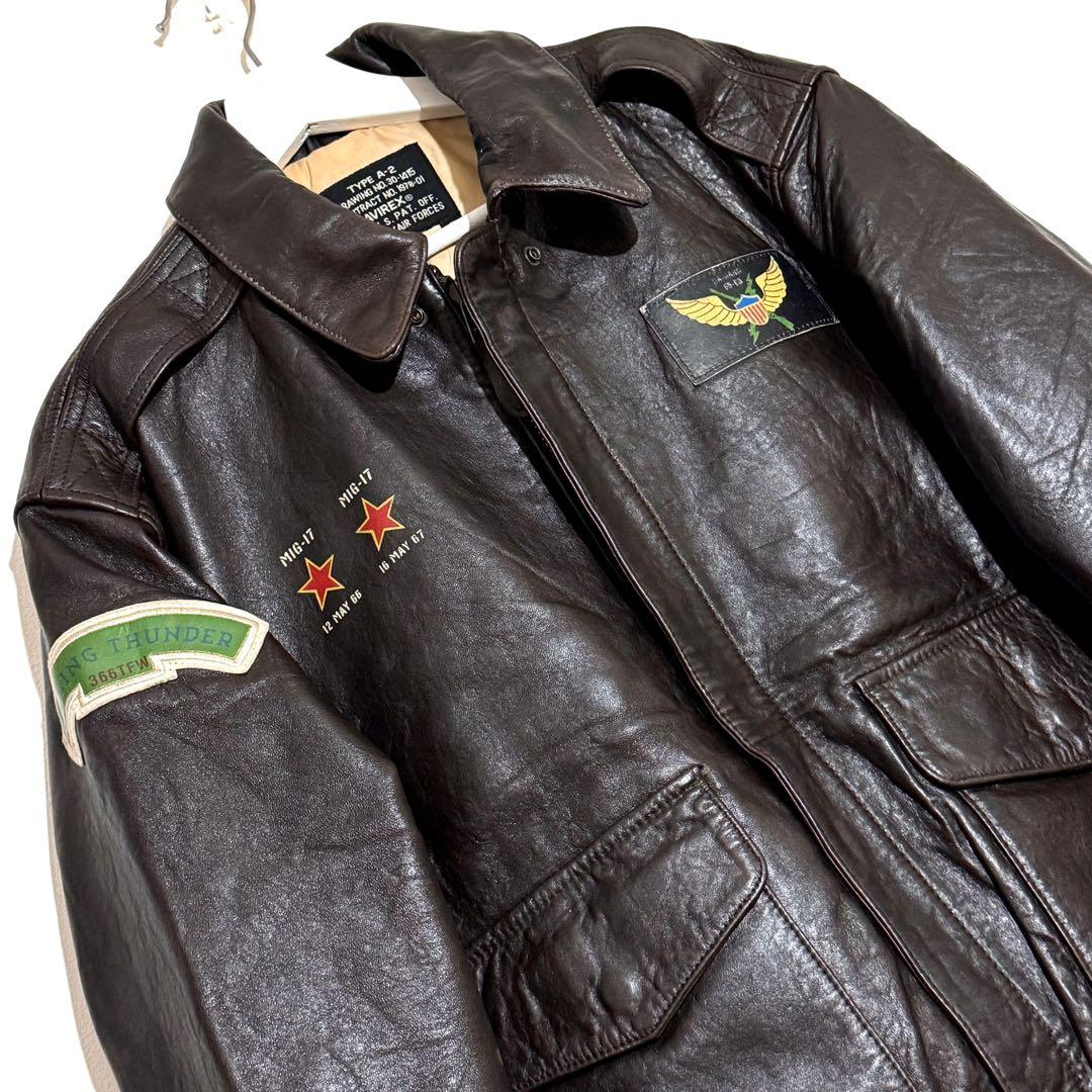 AVIREX A-2 フライトジャケット レザージャケット 茶色 ミリタリー古着