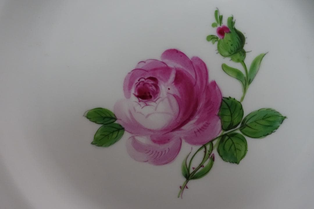 マイセン ピンクローズ 金彩プレート ペア スクラッチ