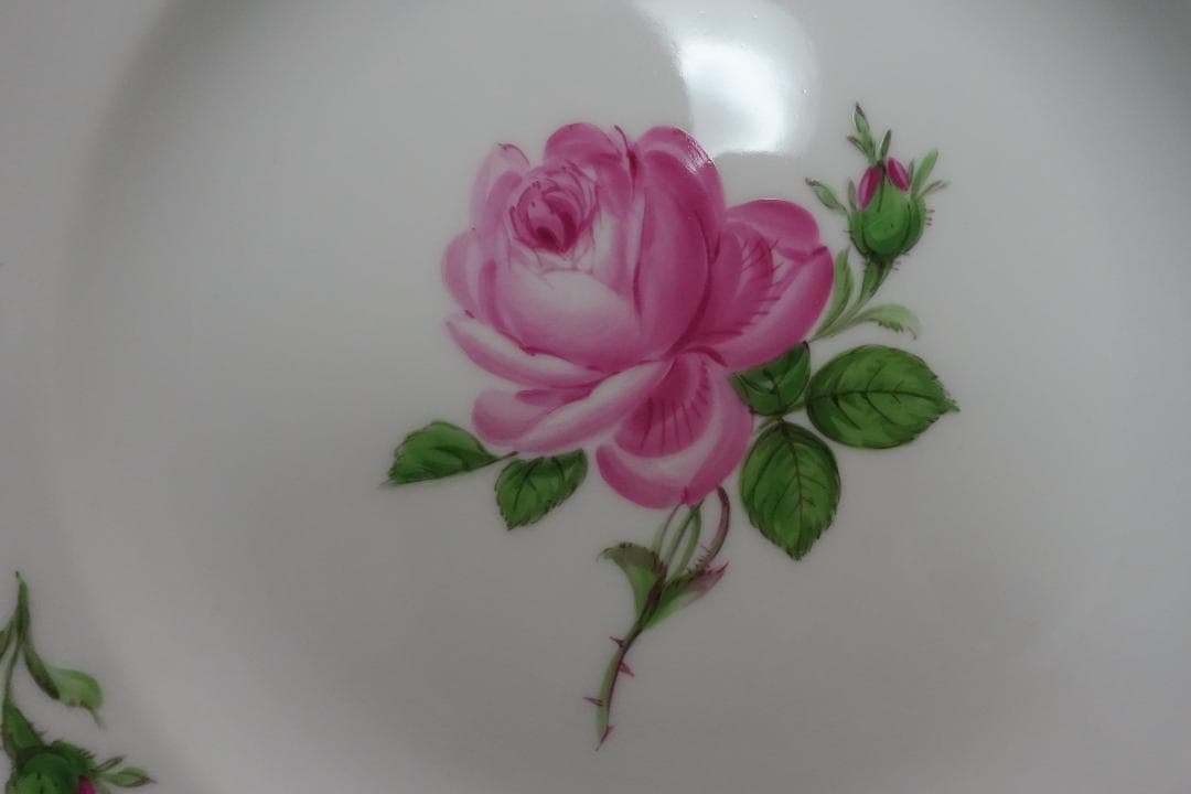 マイセン ピンクローズ 金彩プレート ペア スクラッチ