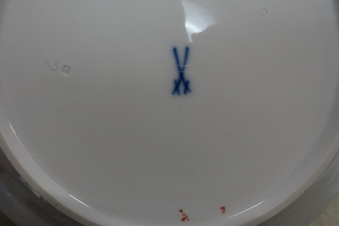 マイセン ピンクローズ 金彩プレート ペア スクラッチ