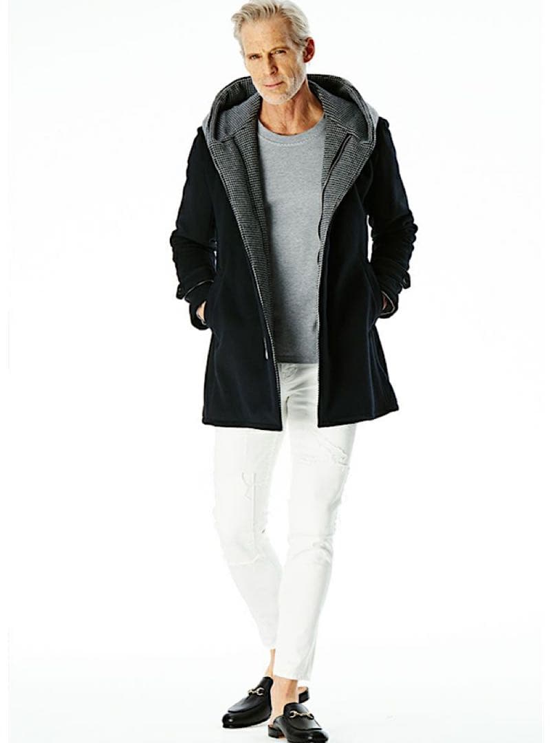 新品AKM24AW定価21万円アンゴラビーバー140sメルトンフーデッドコート黒