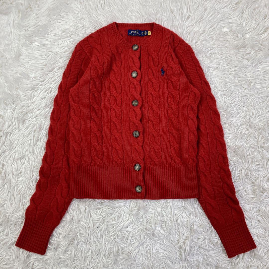 ポロラルフローレン　ケーブルニットカーディガン　ポニー刺繍　カシミヤ　XS